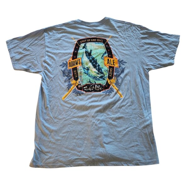 Salt Life T-Shirt Adam Ale Shut Up And Reel Fishing Baby Blue Mens XL NEW NWT - Picture 1 of 12